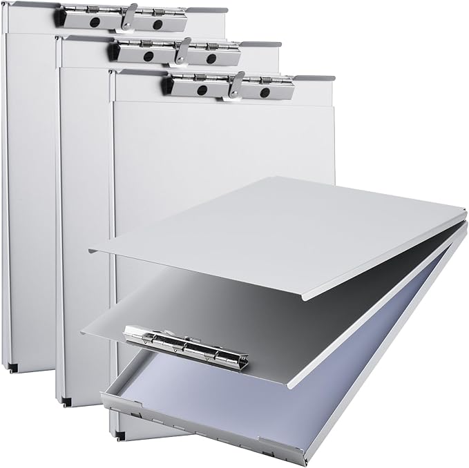 ZCZN Recycled Aluminum Storage Clipboard, Clipboard Box Set of 4, Form Holder, Suitable for School, Office, Jobsite or Medical Staff, Silver