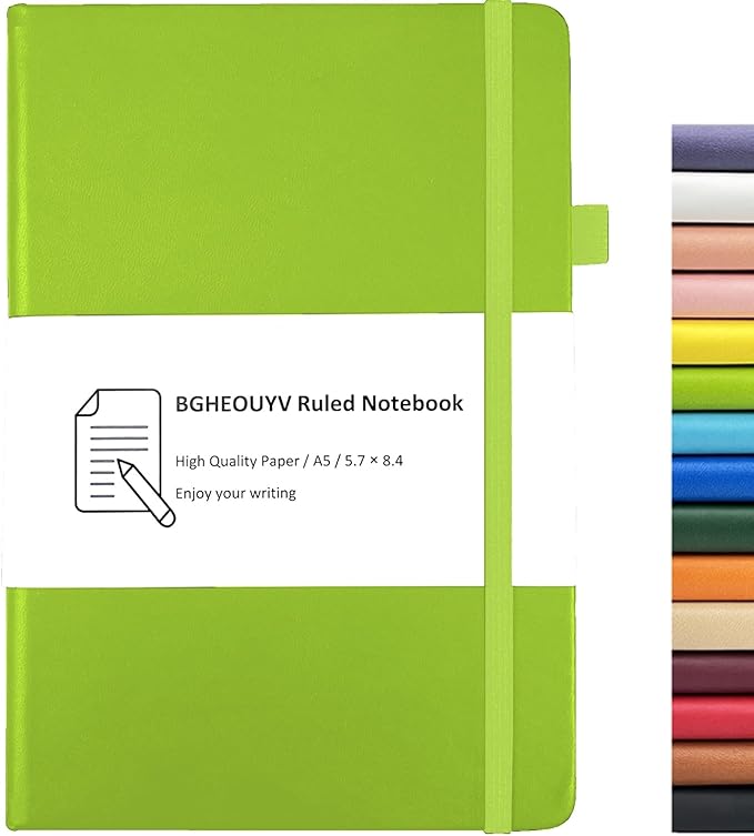 Notebook Journal, College Ruled Notebook Lined A5 160 Pages,Hard Cover Journals for Writing, Notebooks for Work Office School Women Men,5.7 inches x 8.4 inches(Green)