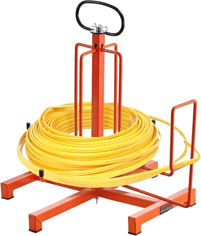 VEVOR Cable Dispenser, Floor or Stud Mounted, Wire Spool Rack, Portable Wire Rack Dispenser with Anti-Slip Metal Handle for Wiring Transport, Swivel Eyelet, for Electrical, Industrial and Retail Use