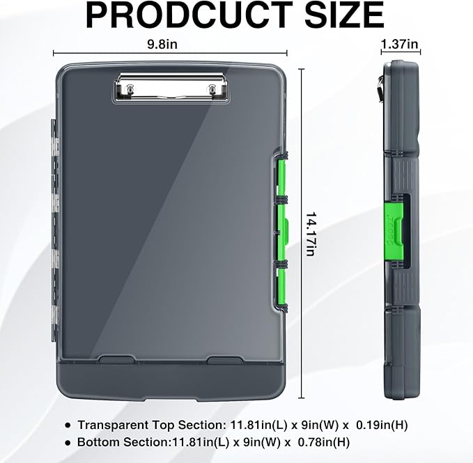 Sooez Original Clipboard with 2 Storage & Pen Holder, Heavy Duty Clip Boards 8.5x11 with Dual Storage, Clearview Dry Erase Coach Clipboard with Real Hinge, High Capacity, School & Office Supplies