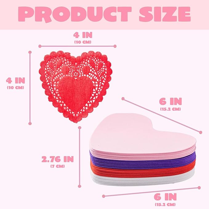 JOYIN 200 PCS Valentines Day Craft Gift Set with Heart Doilies, Tableware Decoration, Home Activitie, Kitchen Disposable Table Doilies, Valentine's Day Party Tableware Decoration