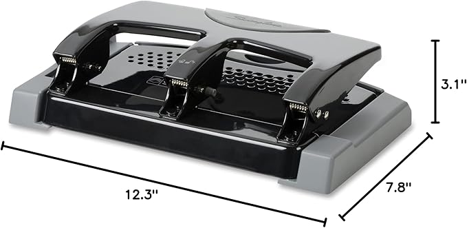 Swingline 3 Hole Punch, 45 Sheet Capacity Three Hole Puncher 3 Ring, Paper Punch, SmartTouch Low Effort, Black & Silver (74136)