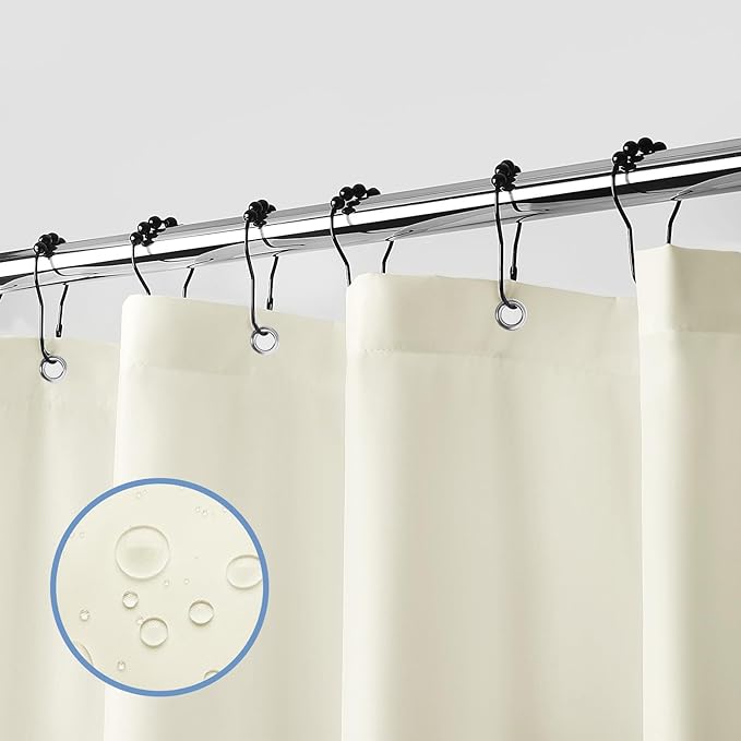 downluxe Waterproof Fabric Shower Curtain Liner, Soft Cloth Shower Liner with 3 Magnets, Machine Washable & Hotel Quality Bathroom Curtain, 70" W x 72" L, Ivory