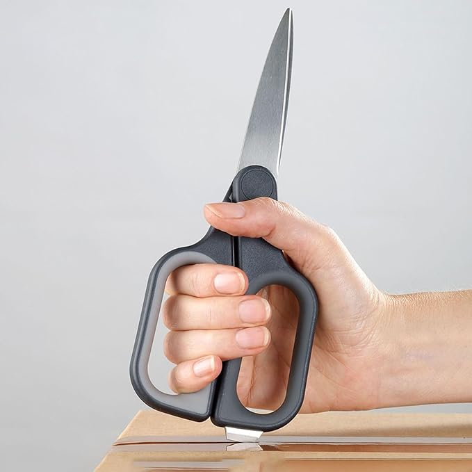 Joseph Joseph PlusCut All Purpose Kitchen Scissors with Integrated Box Cutter, Japanese Stainless-Steel Blades, Soft-Grip Handles