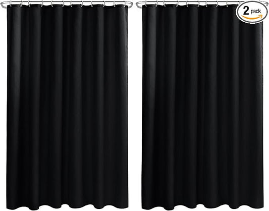 Nasitos Long Fabric Shower Curtain Liners 2 Pack - W72 x H78 - Water Resistant & Lightweight Cloth Shower Curtains for Bath Tub, Soft Hotel Quality, Machine Washable (Black, Magnets Included)