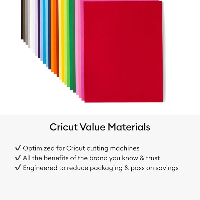 Cricut Value Cardstock Paper, Rainbow Sampler - 125 sheets (8.5" x 11") - Compatible with Joy Xtra, Explore, & Maker Machines - Letter Size