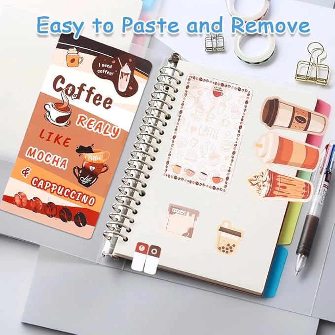 QPIXVB Coffee Sticky Notes,Coffee Lover Gifts,School Supplies for Teachers,440 Sheets Post It Note,Coffee Themed Gifts,Cute School Supplies for Girls,Blackboard Self-Sticky Notes Set Cute