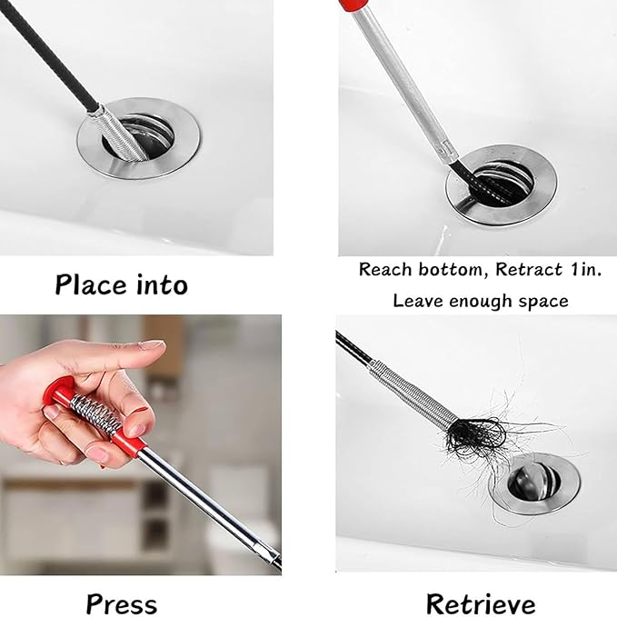Drain Snake,76 inch Flexible Grabber Claw Pick Up Reacher Tool,Drain Clog Remover - Gutter Cleaning Tools for Home Sink, Bathroom Tub,Drain, Toilet, Tight Spaces