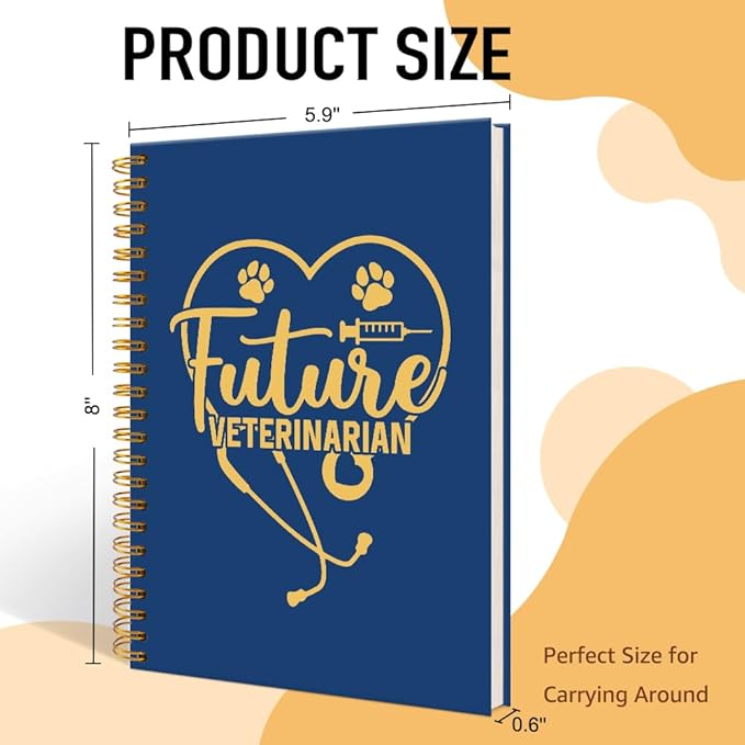 Future Veterinarian Navy Blue Spiral Horizontal Lines Notebook, Funny Paw Silhouettes Journal Gifts for Future Veterinary Nurse Vet Assistant Animal Lover, Grad Gifts for Veterinary Tech Student