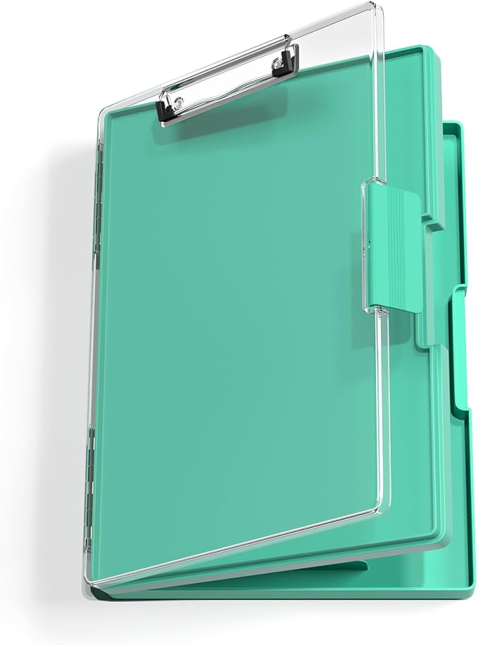 Hongri Clipboard with Storage, Green 8.5 x 11 Folder Nursing Side Opening, Heavy Duty with Dual Compartment, Smooth Writing for Teachers, Classroom, Size 13.3 x 9.4 x 1.5 in, Office & School Supplies