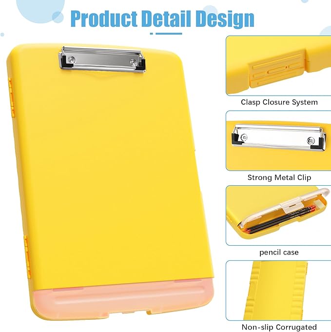Hongri Clipboard with Storage with Pen Holder, Folder Nursing Clip Board 8.5 x 11 Foilo-Side Opening, High Capacity, Light Weight for Teachers, Classroom. Size 14 x 9.6 x 1.2 in(Yellow)