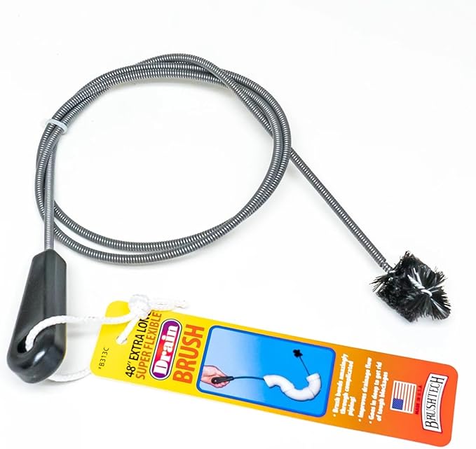 B313C 48-Inch Super Flexible Drain Brush Snake - Heavy Duty Pipe Cleaner for Deep Clog Removal & Preventive Maintenance