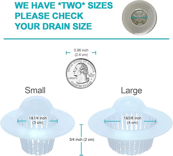 25 Pack, Hair Catcher for Bathroom Sink or Bathtub, White, Small