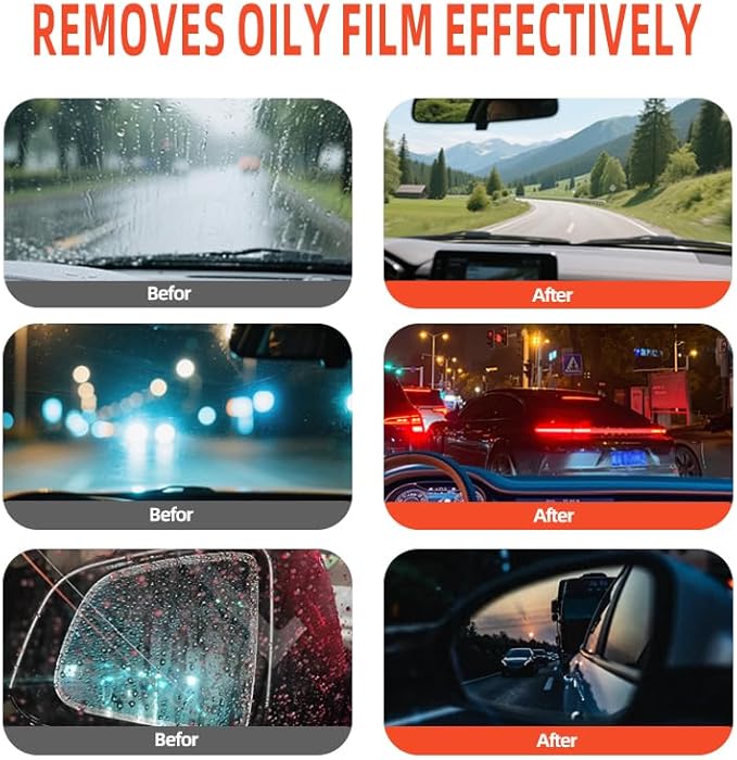 2 Pcs Glass Oil Film Remover for Car,Automotive Glass Cleaner Oil Film Cleaning Brush for Car Windshields,Automotive OilFilm Cleaning Remover,Improve Driving Visibility for Safe Driving