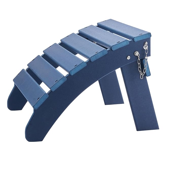 VEVOR Adirondack Ottoman, 18.7L x 18.9W x 13.8H Inch HDPE Plastic Folding Adirondack Ottoman, Weather-Resistant Foot Rest for Adirondack Chair, Widely Used for Outside Porch Pool Lawn Backyard, Blue