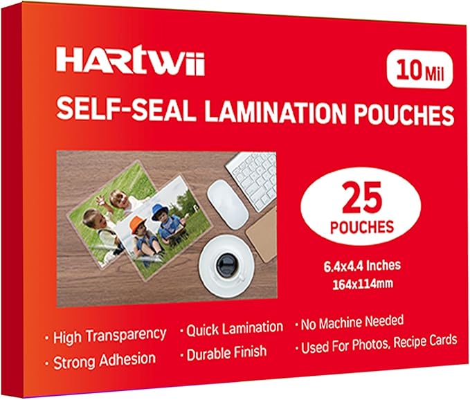 25 Pack Self-Sealing Laminating Pouches 4x6 Inch,10 Mil Thick Double-Sided Self Adhesive Lamination Pouches,Waterproof Photo Laminating Sheets No Laminator Machine Need
