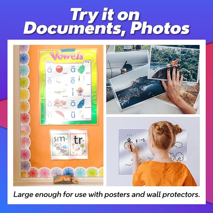 Self Adhesive Laminating Sheets 12.3x17.1 inch, 10 Pack, 4mil Thickness, No-Machine Needed, QuickPeel, Instashield, Stick&GO (10 Sheets, Menu Size 4mil)
