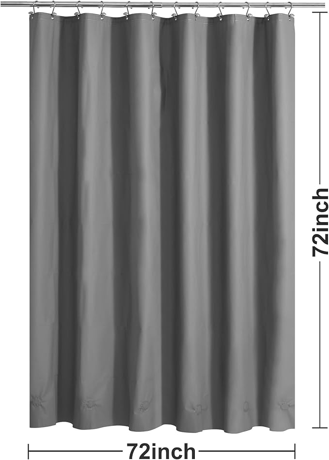 Barossa Design Gray Shower Curtain Liner with 6 Magnets - Heavy Duty Waterproof PEVA Shower Liner for Bathroom, 72" x 72" Standard Size, Metal Grommets - Dark Gray, 72x72