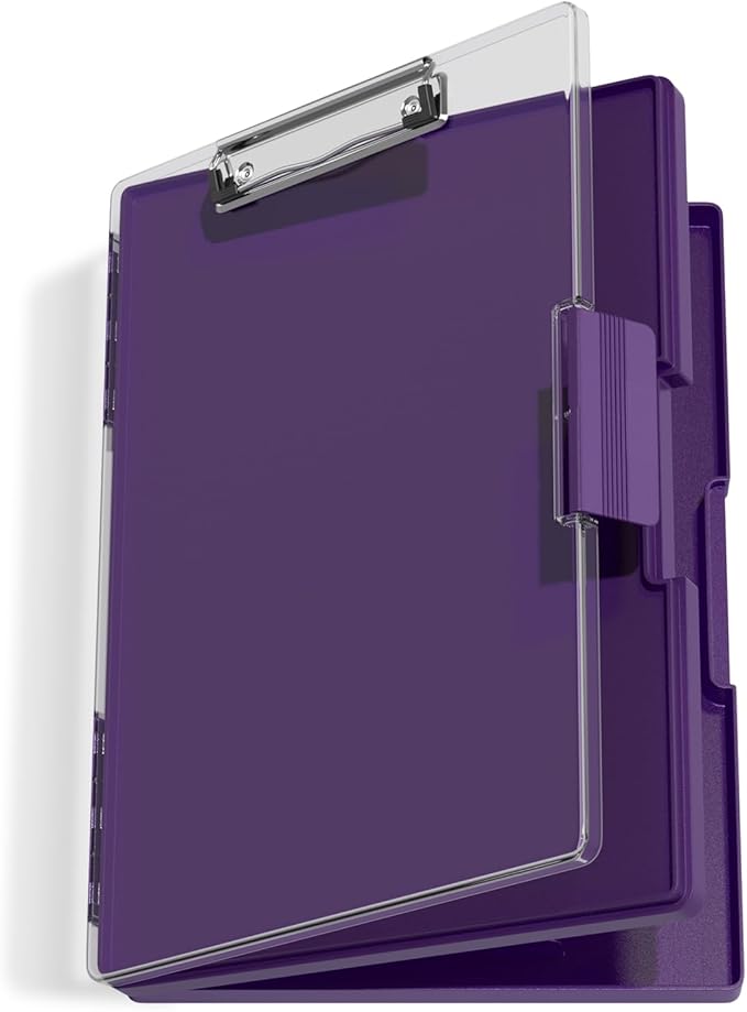 Hongri Clipboard with Storage, Purple 8.5 x 11 Folder Nursing Side Opening, Heavy Duty with Dual Compartment, Smooth Writing for Teachers, Classroom, Size 13.3 x 9.4 x 1.5 in, Office & School Supplies
