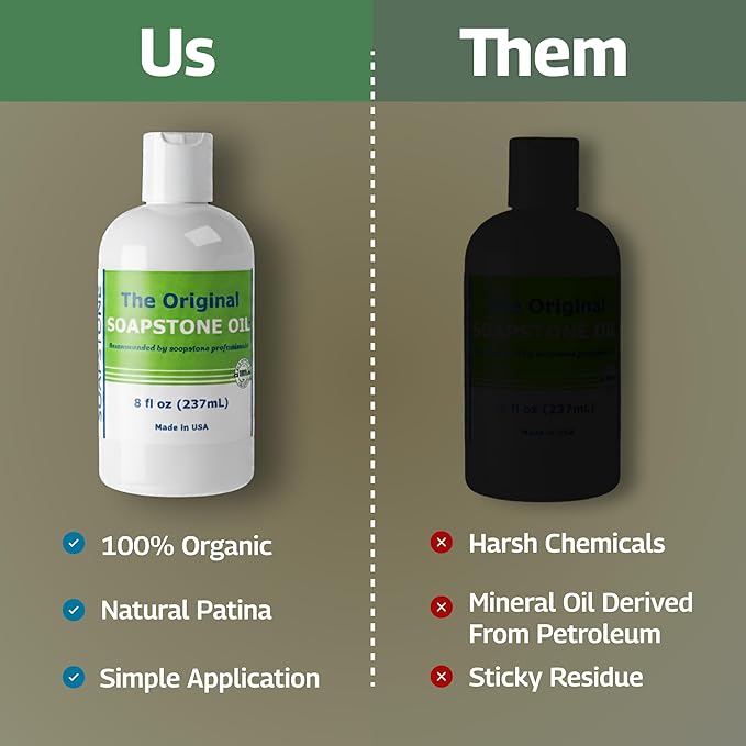 The Original Soapstone Oil | All Natural Food-Safe Blend (NO Mineral Oil) for Soapstone Countertops – Enhances & Darkens Stone, Low-Maintenance Easy to Apply (8oz)