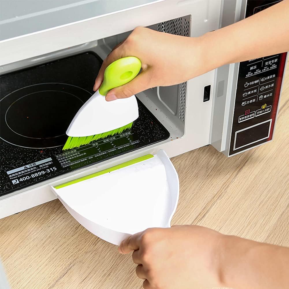 Dust pan Broom Brush Dustpan - Small Broom and Dustpan Set, Mini Broom and Dust pan, Small Dustpans and Brush Set for Home Cleaning,Sofa, Desk, Guinea Pig Cage, Cat Litter etc.（Green）