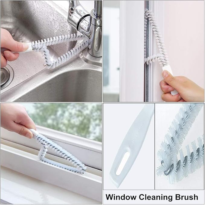 Window or Sliding Door Track Cleaning Brush, Tile Lines Brush,Window Blind Duster, 2-in-1 Windowsill Sweeper, Hand-held Groove Gap, 5 Pieces