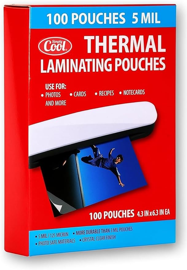 5MIL Thermal Laminating Sheets, 500 Count (5x100) 4.3x6.3 inch, Card Size Dry-Erase Friendly Laminating Pouches, Compatible with All Standard Laminators, Crystal Clear Laminated Finish