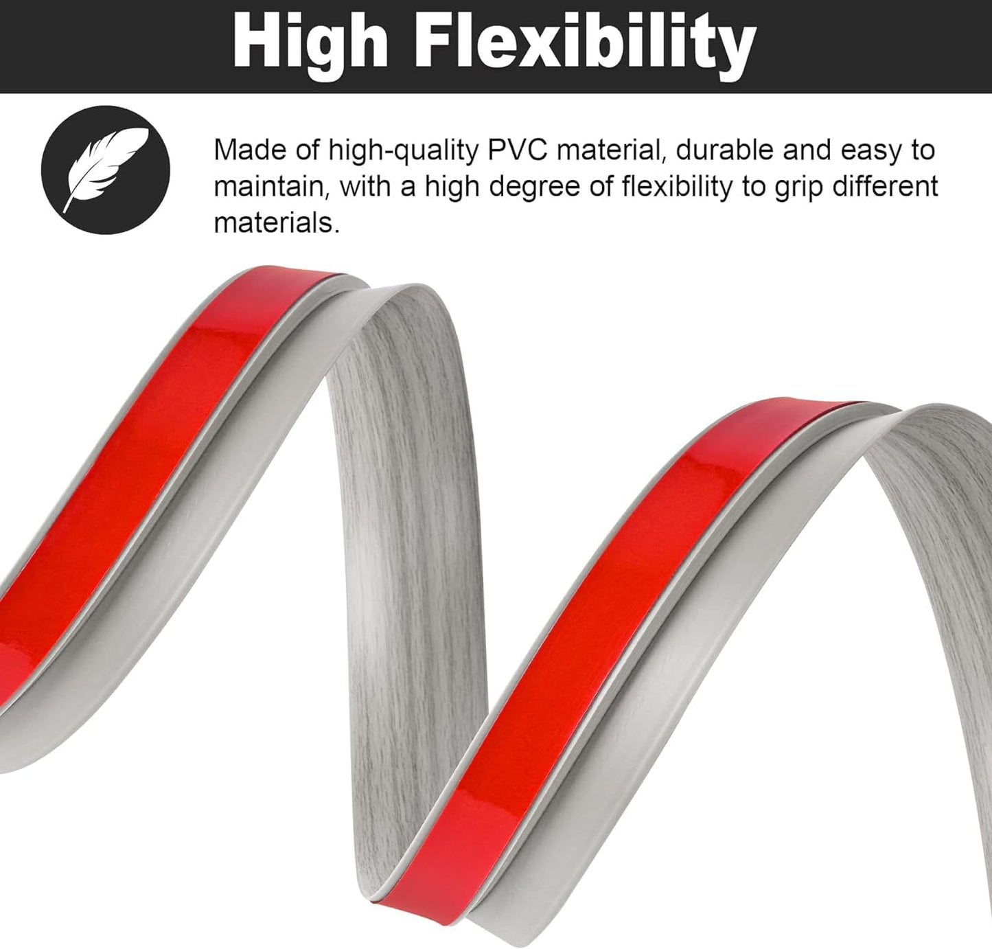 3.3Ft Carpet Floor Transition Strip, Self Adhesive Floor Edging Trim Strip, PVC Threshold Cover for Doorway, Floor Divider Strip Suitable for Threshold Height Less Than 5 mm - Gray Forest