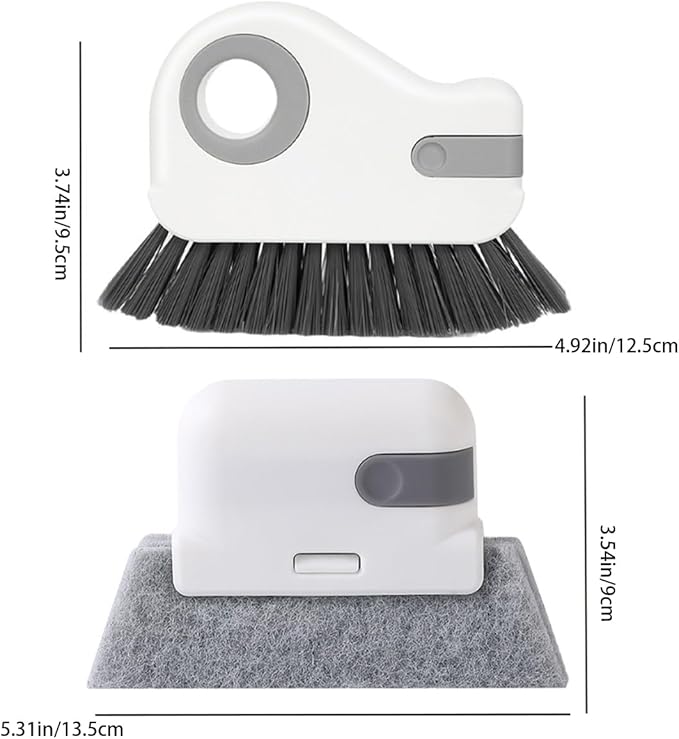 Window Track Cleaning Brush with Hidden Scraper for Sliding Door and Window Tracks, Shutters, Kitchen Sink Cleaning