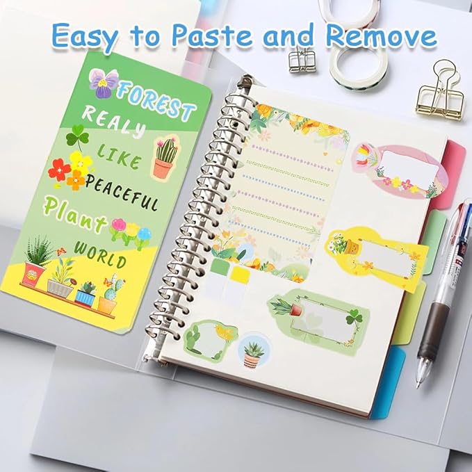 QPIXVB Gifts for Plant Lovers,Plant Sticky Notes,Plants Gifts for Women,Plants Themed Office Supplies,Pastel Post It Notes,Camping Gift,Self-Stick Note Pads for Home School Supplies Small Gift