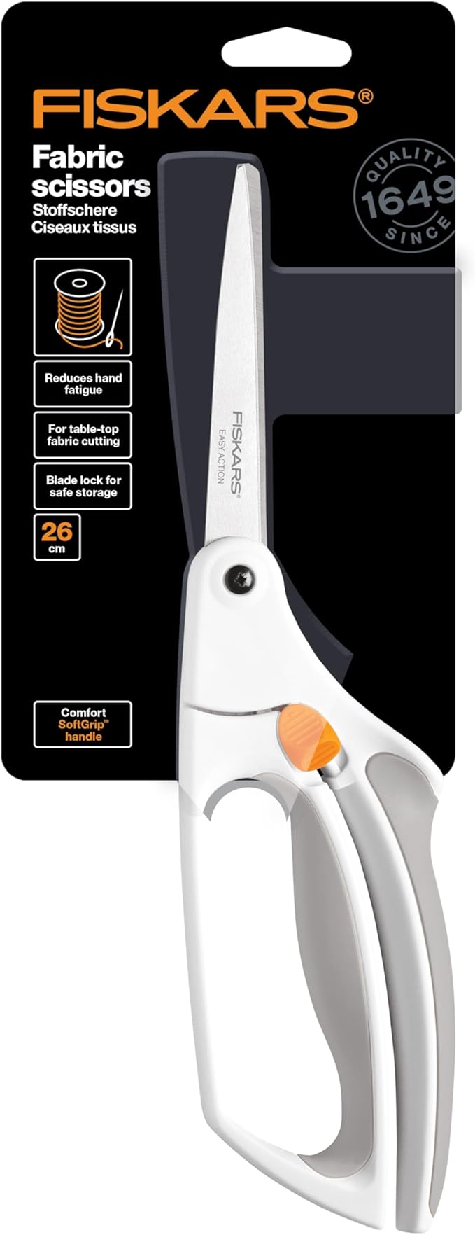 Fiskars Softgrip All-Purpose Scissors, Stainless Steel, White/Orange, 26 cm