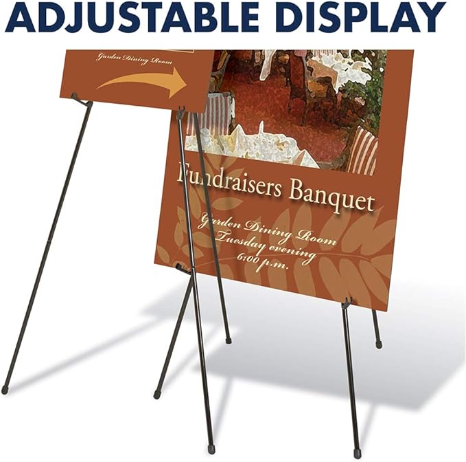 Quartet Instant Easel 64" Stand, Supports 10 lbs., Heavy-Duty, Tripod Base, Powder Coated Steel Material, Collapsible, Black (27E)