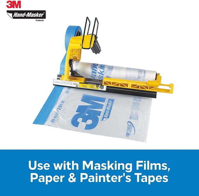 3M Hand Masker M3000 Tape Dispenser, Film & Tape, Applies Painter's Tape to Masking Film or Paper in One Continuous Application, Compact & Lightweight Design, Saves Time When Preparing For Painting