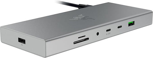Razer USB 4 Dock: 14 Ports (Type C, Type A, HDMI, DP, Ethernet, SD, 3.5mm) - Dual Monitor Up to 4K 120 Hz - Laptop & Phone Fast Charge - Durable Lightweight Casing - Windows & Mac Compatible - Mercury