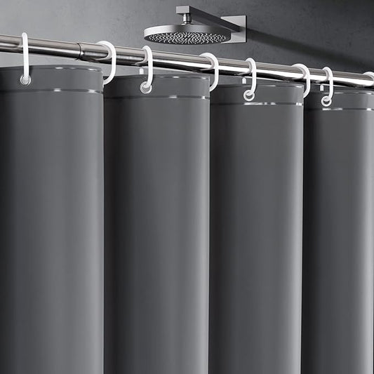 UFRIDAY Dark Grey Long Shower Curtain Liner Premium PEVA 72 x78 inch,Heavy Duty Shower Curtain with 3 Weighted Magnets, Plastic Waterproof Grey Shower Curtains for Bathroom with 12 Hooks