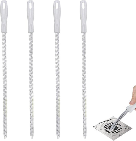 4pcs Pipeline Dredging Brush, 17.7 Inch Bendable Drain Cleaner Brush with Anti-Slip Handle, Household Sewer Hair Cleaning Tool for Sink Bath Pipe