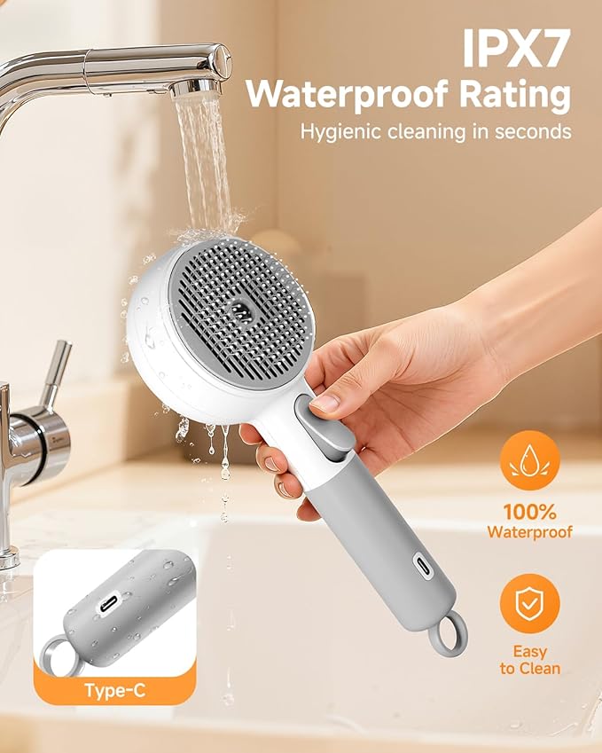 Little Orange Pet Spray Brush, 3-in-1 Grooming Tool with Steam Mist for Cats & Dogs, 2-Speed Spray Settings, Removes Dander & Deshedding, One-Touch Self-Cleaning Hair Brush, for Long Short Hair Pets