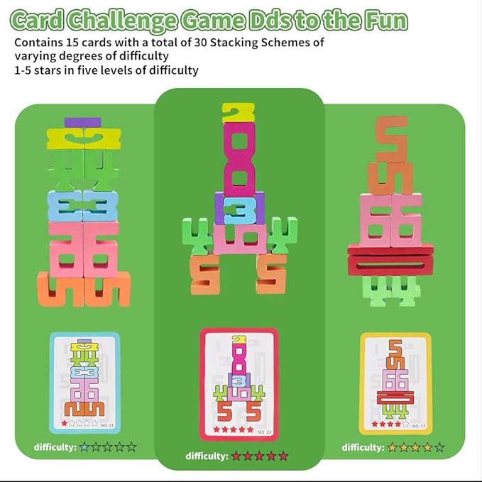 Wooden Number Building Blocks, 20Pcs Digital Building Blocks from 1 to 10, Easter, Party Favors, Stocking Stuffers, Classroom Must Haves, Back to School Supplies, School Supplies