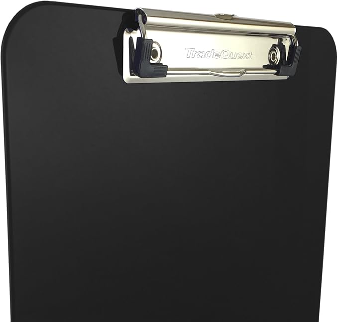 Trade Quest Plastic Clipboard Opaque Color Letter Size Low Profile Clip (Pack of 12) (Black)