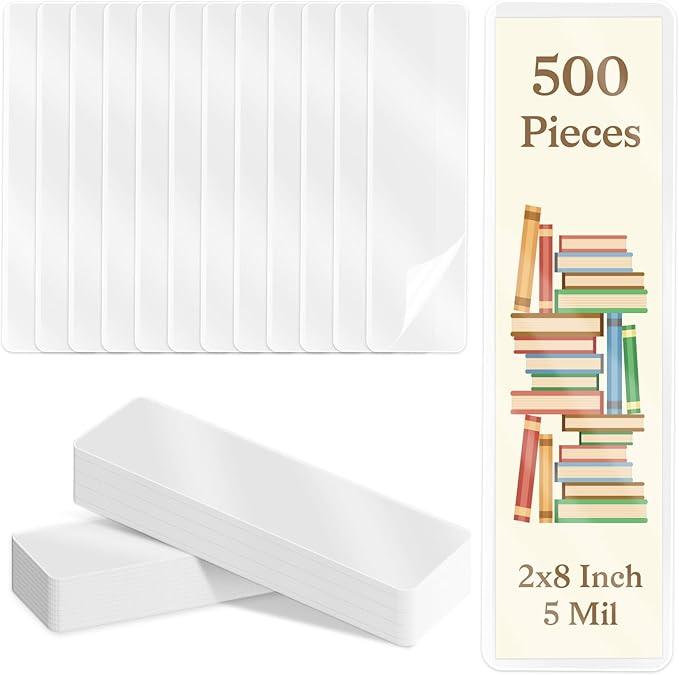 500 Pcs Bookmark Laminating Pouches 2x8inch 5 Mil Hot Laminator Sleeves DIY Bookmark Making Kit for Book Lovers(Without Laminating Machines)