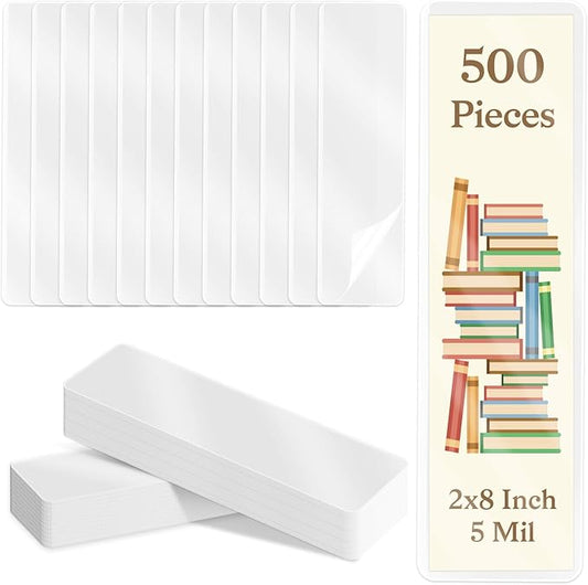 500 Pcs Bookmark Laminating Pouches 2x8inch 5 Mil Hot Laminator Sleeves DIY Bookmark Making Kit for Book Lovers(Without Laminating Machines)