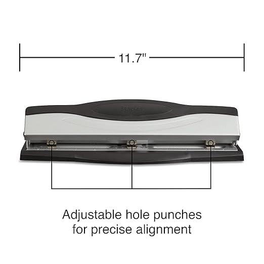 Staples High‑End Adjustable 3‑Hole Punch – Heavy‑Duty Office Paper Punch