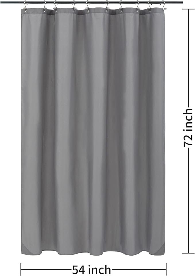 ALYVIA SPRING Stall Fabric Shower Curtain Liner Waterproof - 54" x 72", Soft & Lightweight Stall Size Shower Curtain with Magnets, Machine Washable - 54x72, Grey
