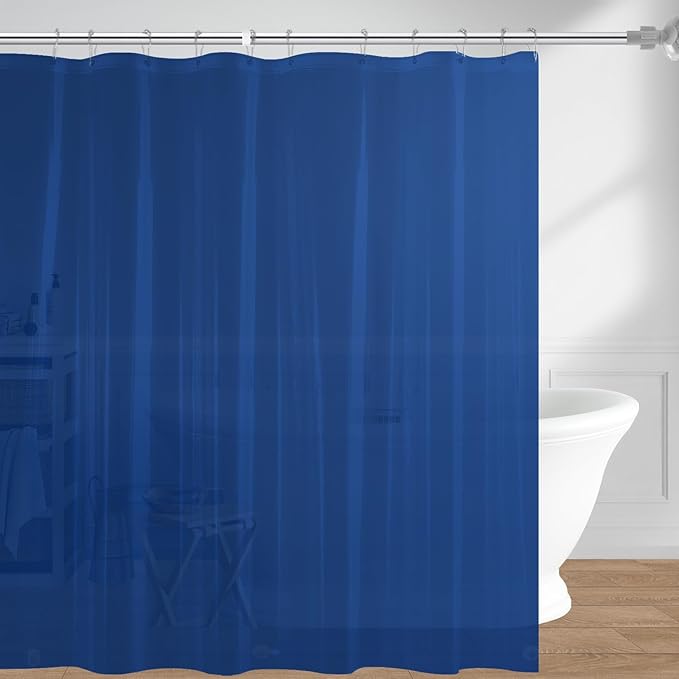 downluxe Navy Shower Curtain Liner, PEVA Lightweight Plastic Shower Liner with 3 Magnets, 72" x 72" Waterproof Bathroom Curtain
