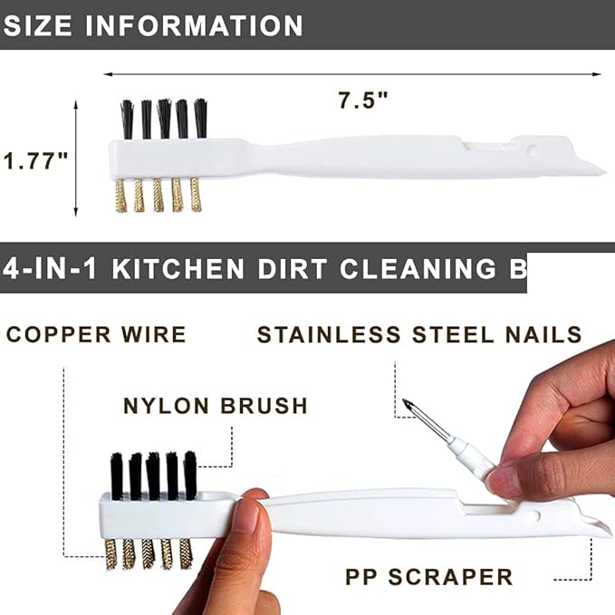 Kitchen Cleaning Scrub Brush - Deep Gas Stove Brass Wire Brushes with Stiff Bristles & Cooktop Scraper, Scrubber for Range Hood Grease Grime, Rust Cleaner for Pot Pan, Household Cleaning Tools