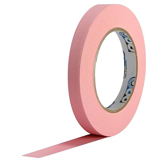 ProTapes Colored Crepe Paper Masking Tape, 60 yds Length x 1/2" Width, Pink (Pack of 72)