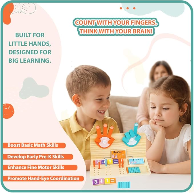 Montessori Math Toy for Kids 3-5, Wooden Number Blocks, Counting Sticks, Flash Cards, Math Manipulatives, Preschool Learning Activities and Kindergarten, Birthday Gift Toy for Toddlers, Boys and Girls