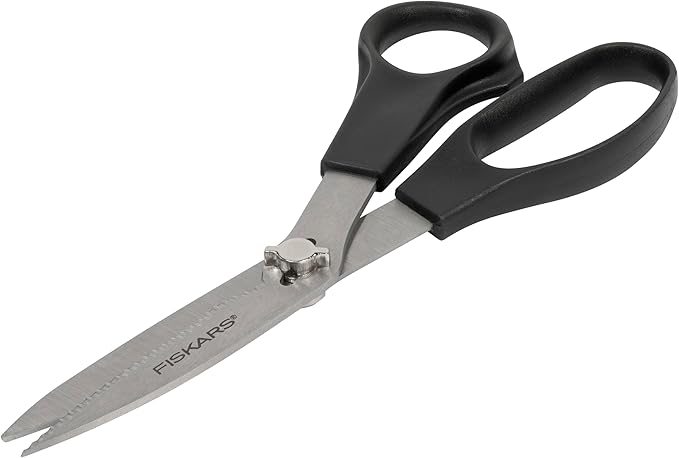 Fiskars Everyday Take-Apart Shears, Multipurpose Scissors, Hardened Stainless Steel Blades & Serrated Edge with Power Notch, 7”, Gray