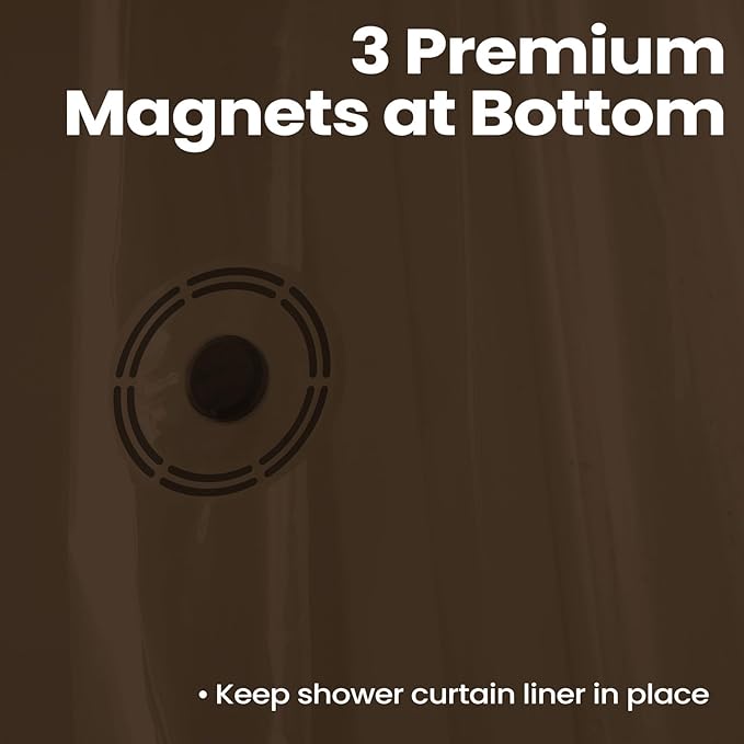 downluxe Frosted Brown Shower Curtain Liner, PEVA Lightweight Plastic Shower Liner with 3 Magnets, 72" x 72" Waterproof Bathroom Curtain