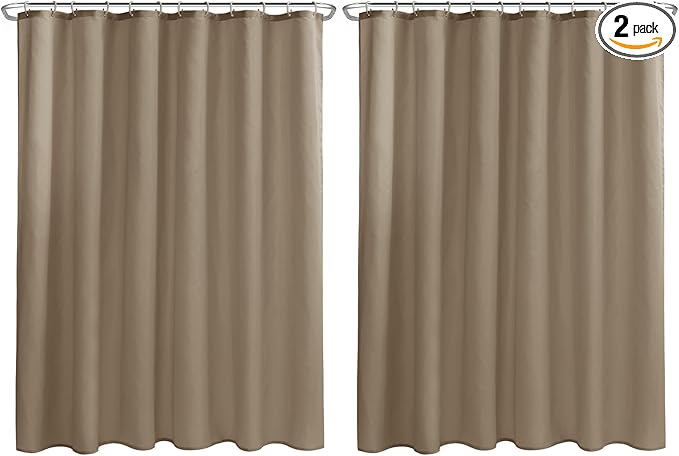 Nasitos Fabric Shower Curtain Liners 2 Pack - W72 x H72 - Washable & Water Resistant Cloth Shower Liner for Bathroom, Soft Hotel Quality, Standard Size (Khaki, 4 Separate Magnets Included)